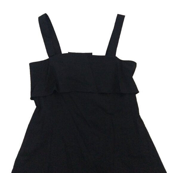 Theory Drape Back Dress Size 10 Black Linen Blend Stretch Sleeveless Fit & Flare - Picture 5 of 14